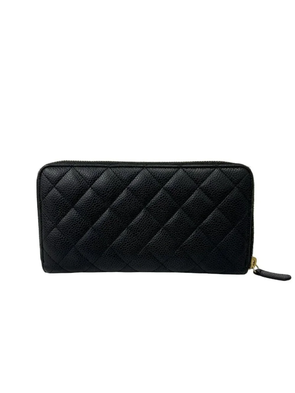 Chanel Quilted CC Logo Caviar Leather Wallet Black